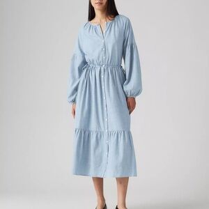 New $70 Levi's Jolene Blue Relaxed Button Down Dress, M